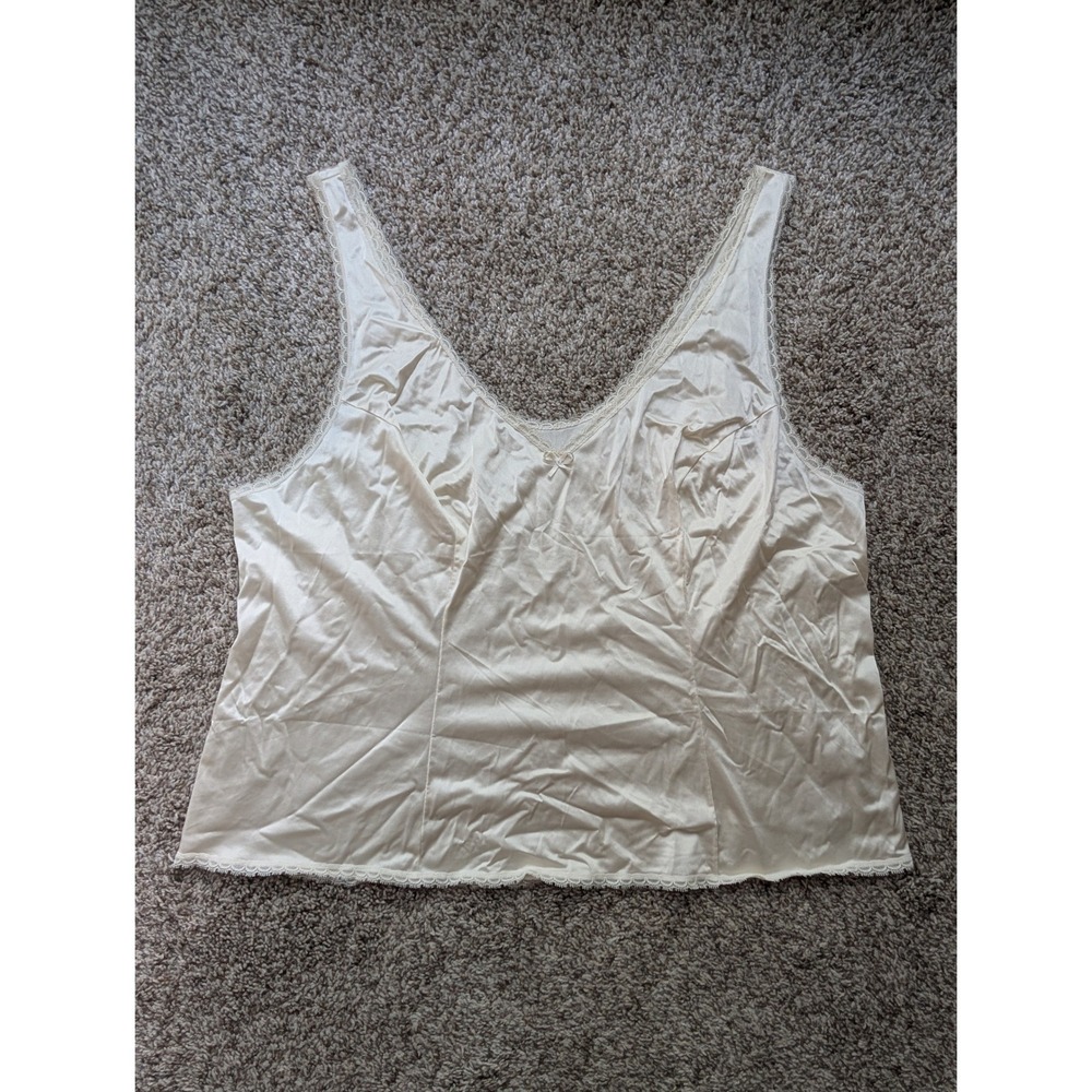 Vintage Vanity Fair Camisole Women's XL Cream Excellent Lace Trim Lingerie
